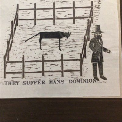 Peter Fox. They Suffer Mans Dominion. Woodcut